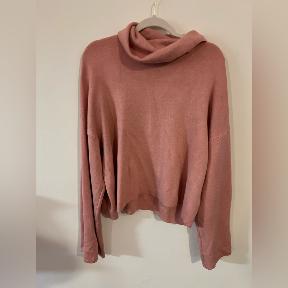 Plus| Salmon pink long-sleeve turtleneck